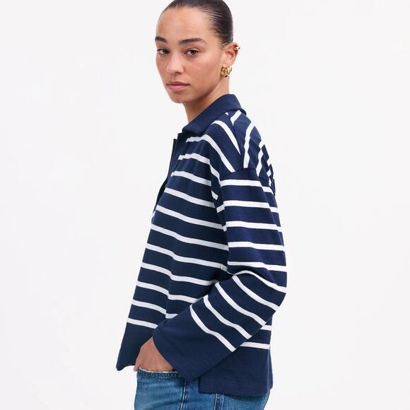 NWT Madewell Rugby Polo Tee, Size Large - Picture 3 of 10